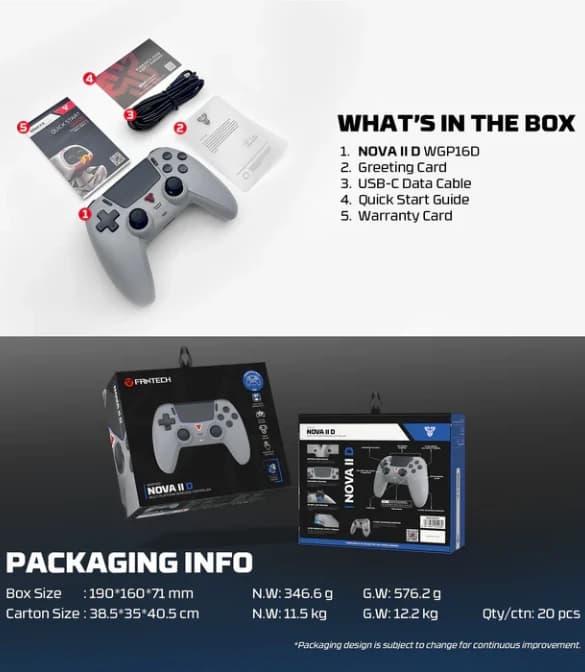 Fantech NOVA II D WGP16D Controller Hall Effect (PS5) - Grey