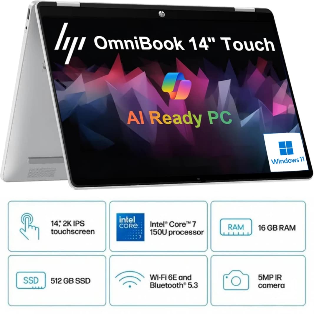 لابتوب HP OmniBook 5 Flip i7 بشاشة لمس 2K