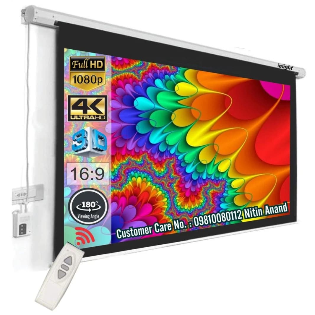 Motorized Projector Screen Wall Mount (2mx2m) with Remote