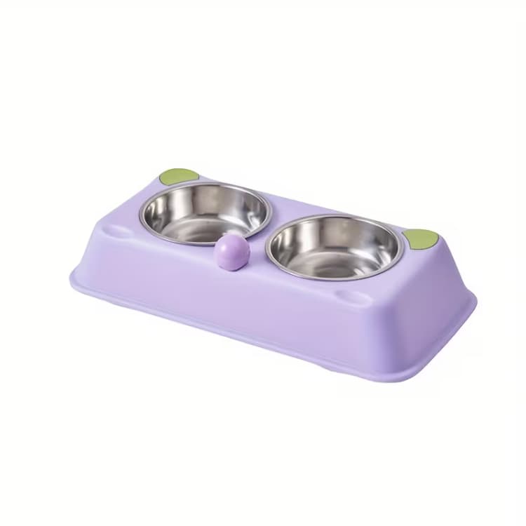 Double Stainless Steel Bear-Shaped Bowl in Purple