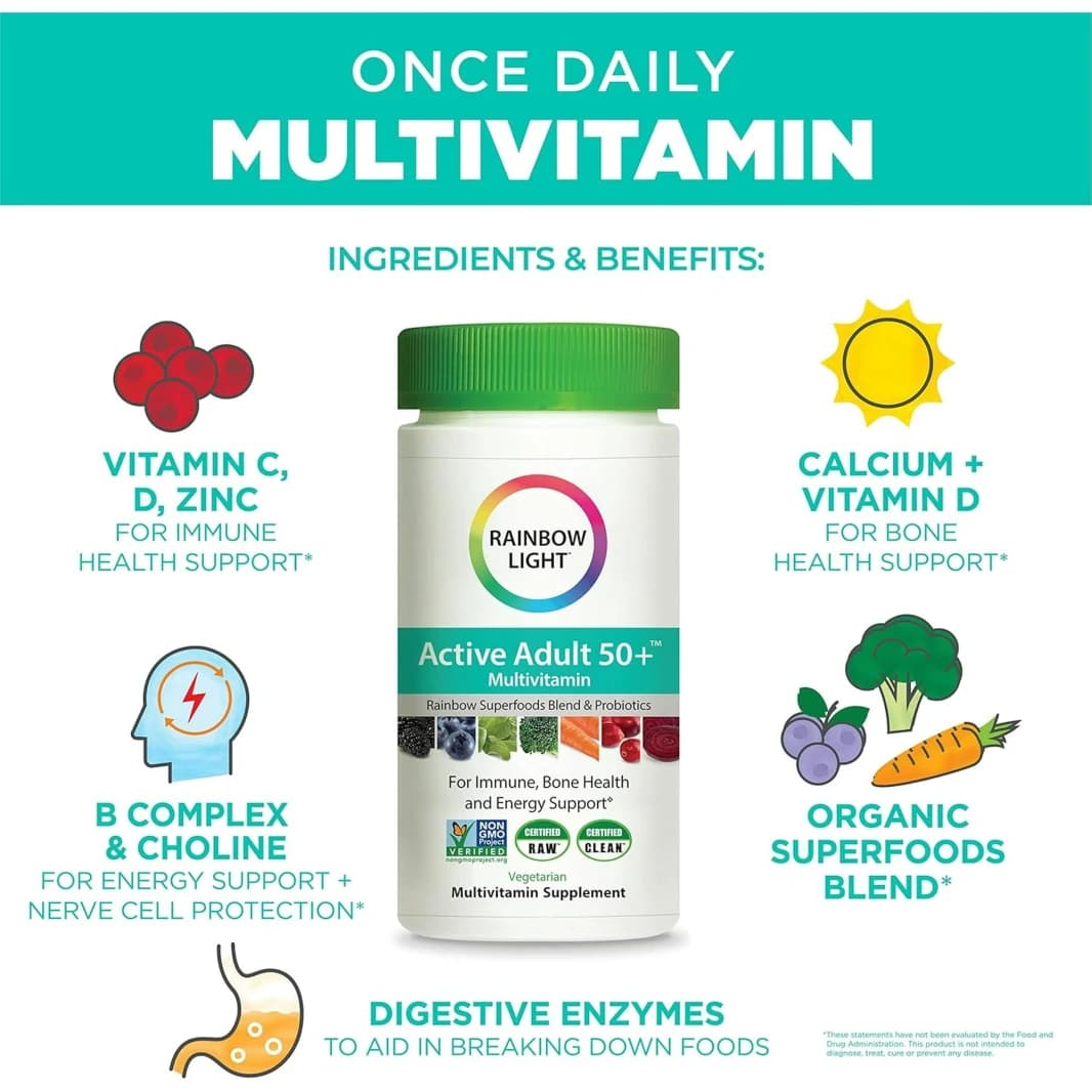 RAINBOW LIGHT Active 50+ Multivitamin 1175 mg 55 Elements 180 Tablets