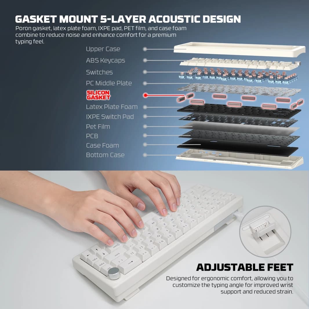 Fantech ATOM X66 MK614 Mechanical Keyboard - White