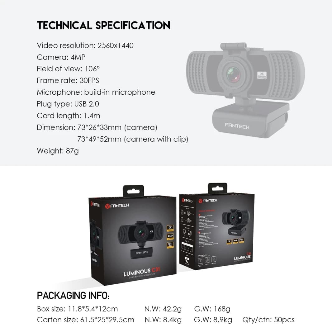Fantech Luminous C31 QHD 2K Webcam