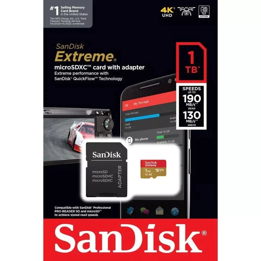 SanDisk 1TB Extreme microSDXC UHS-I Memory Card with Adapter