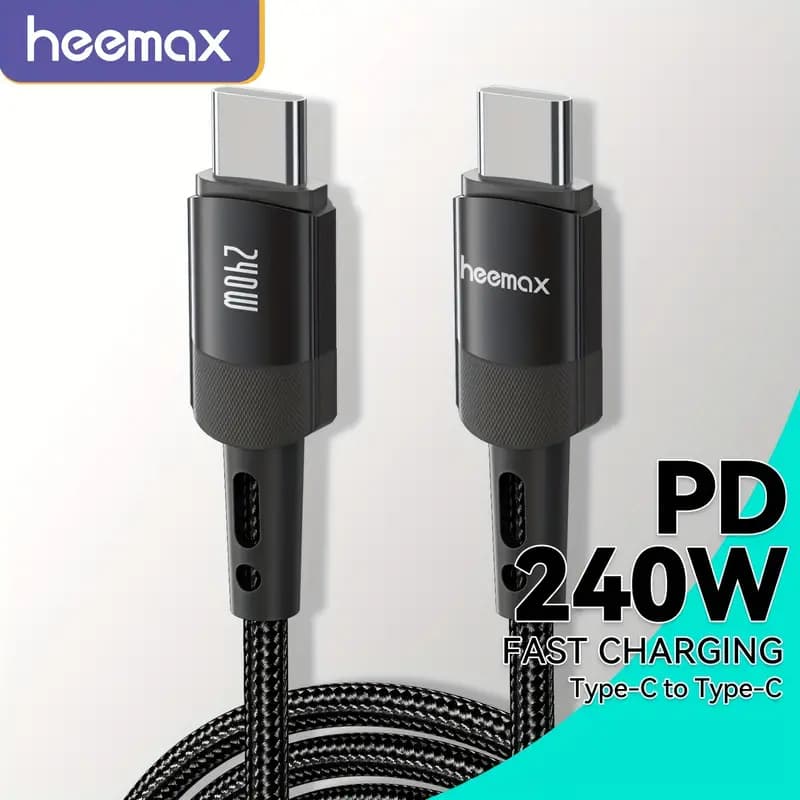 Heemax 240W Braided USB C to USB C Cable – 1M