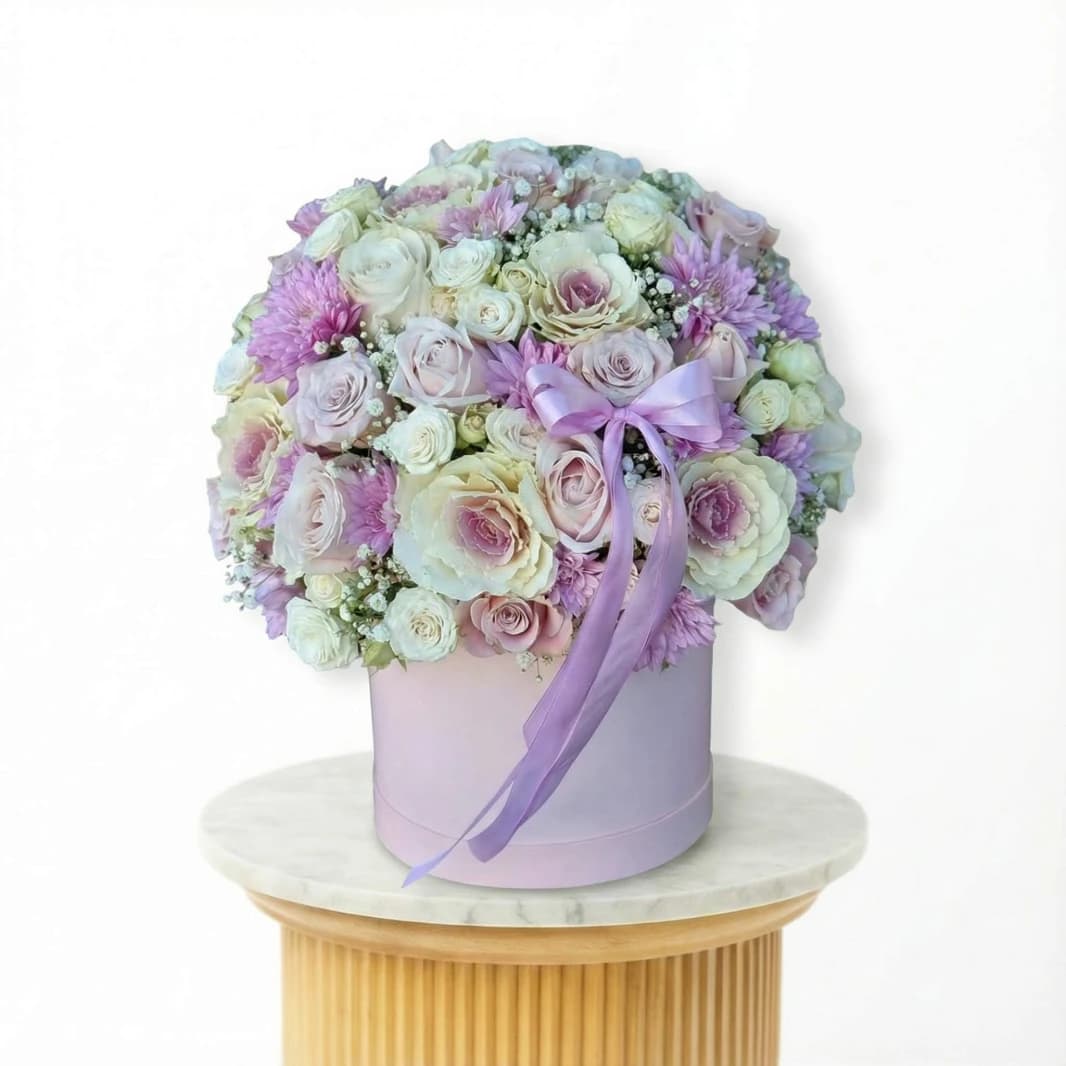 Ethereal Grace - Blush & Lilac Rose Hatbox