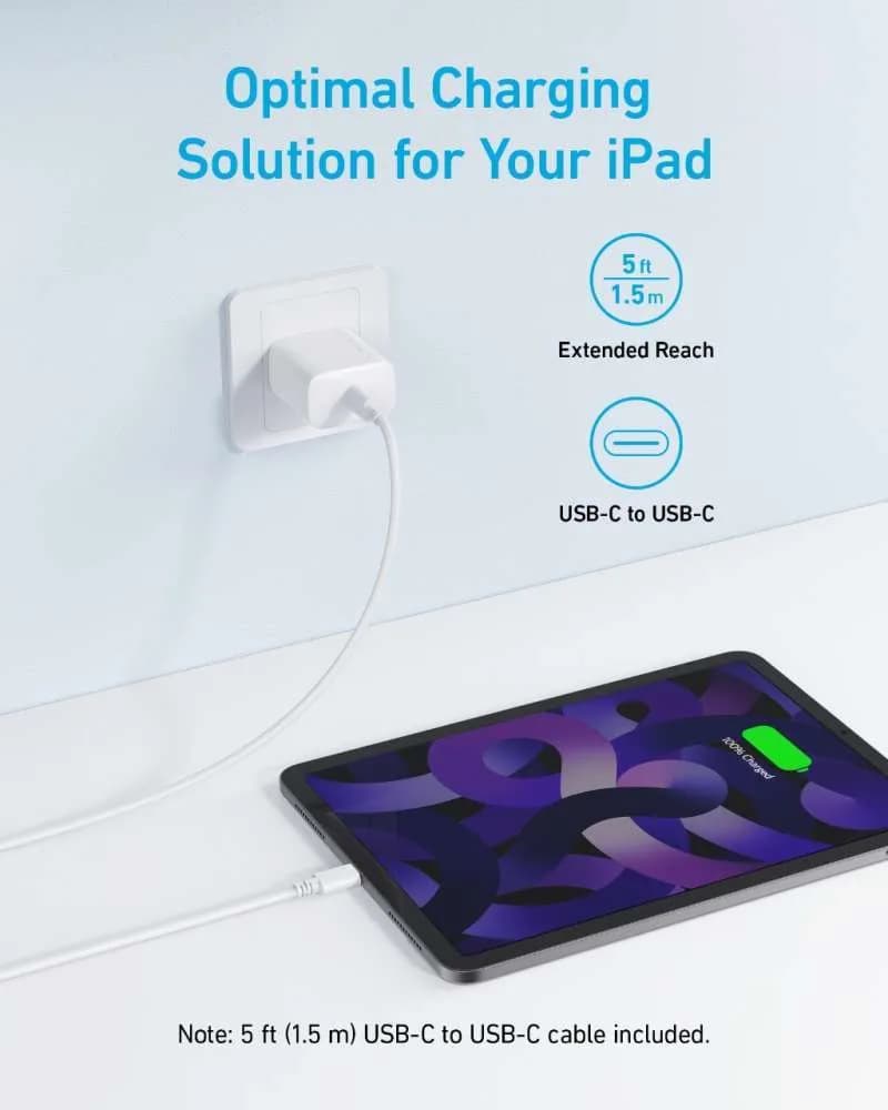 شاحن حائط أنكر USB-C 20 واط أبيض