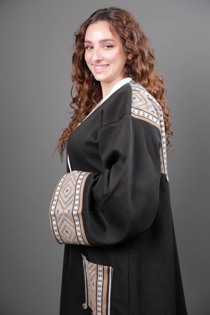 Beige Black – Bisht With Coins