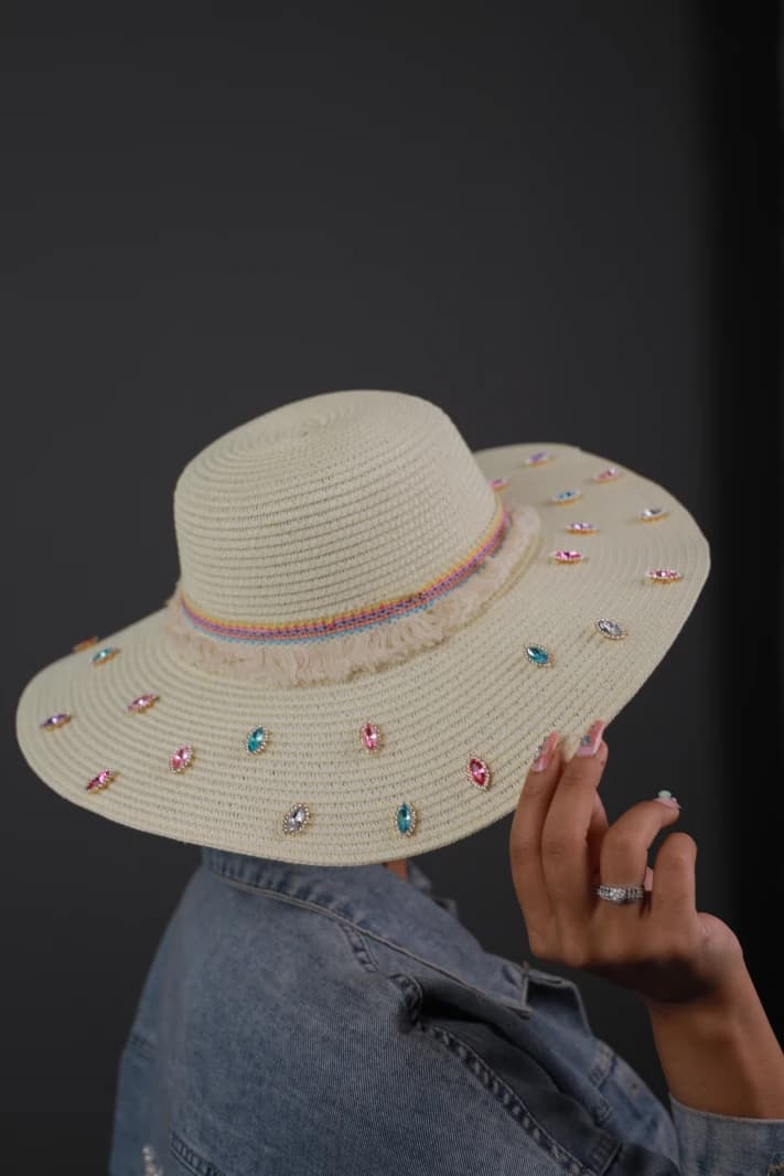 Gem Embellished Beach Hat