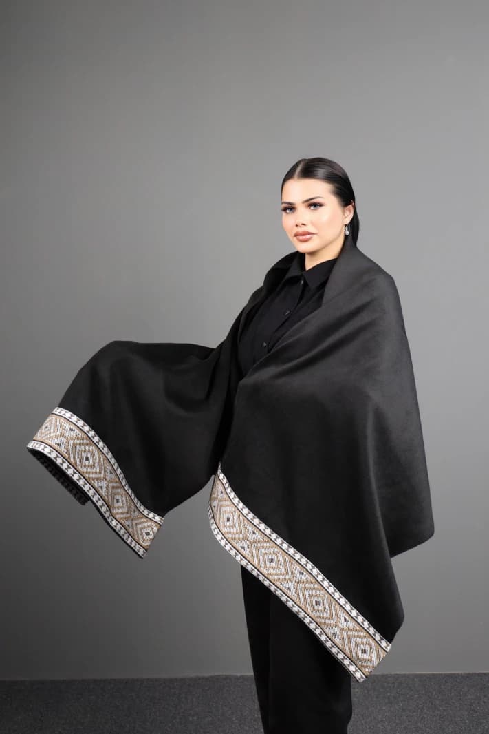 Black with Beige Touch Shawl