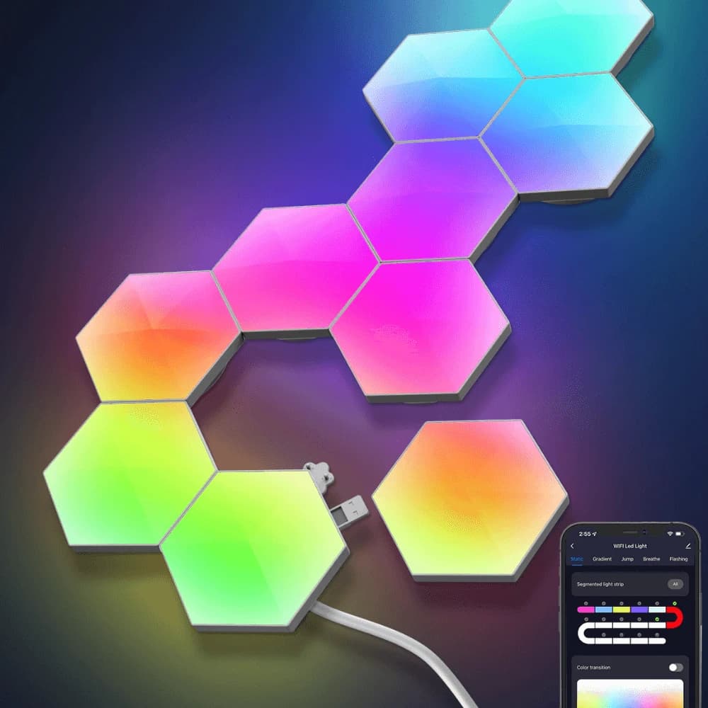 Hexagonal RGBIC Light Panel with App and Remote Control