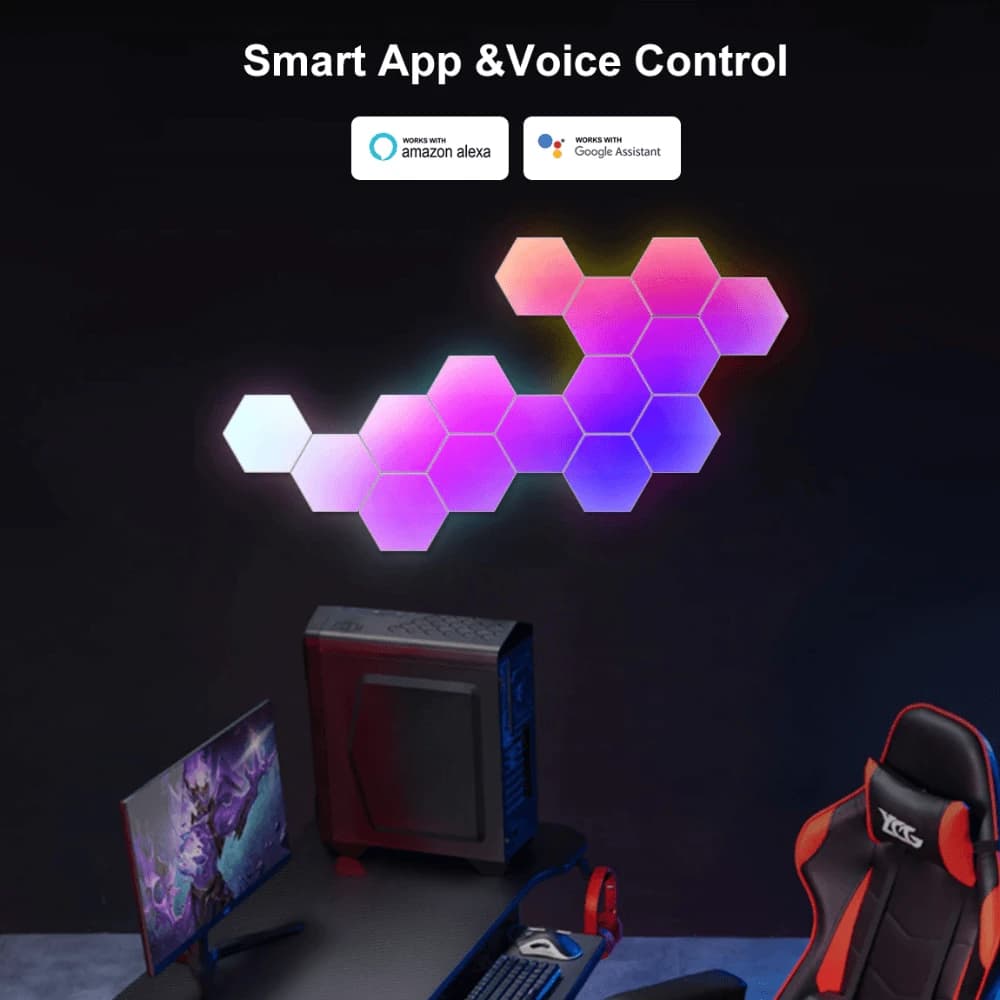 Hexagonal RGBIC Light Panel with App and Remote Control