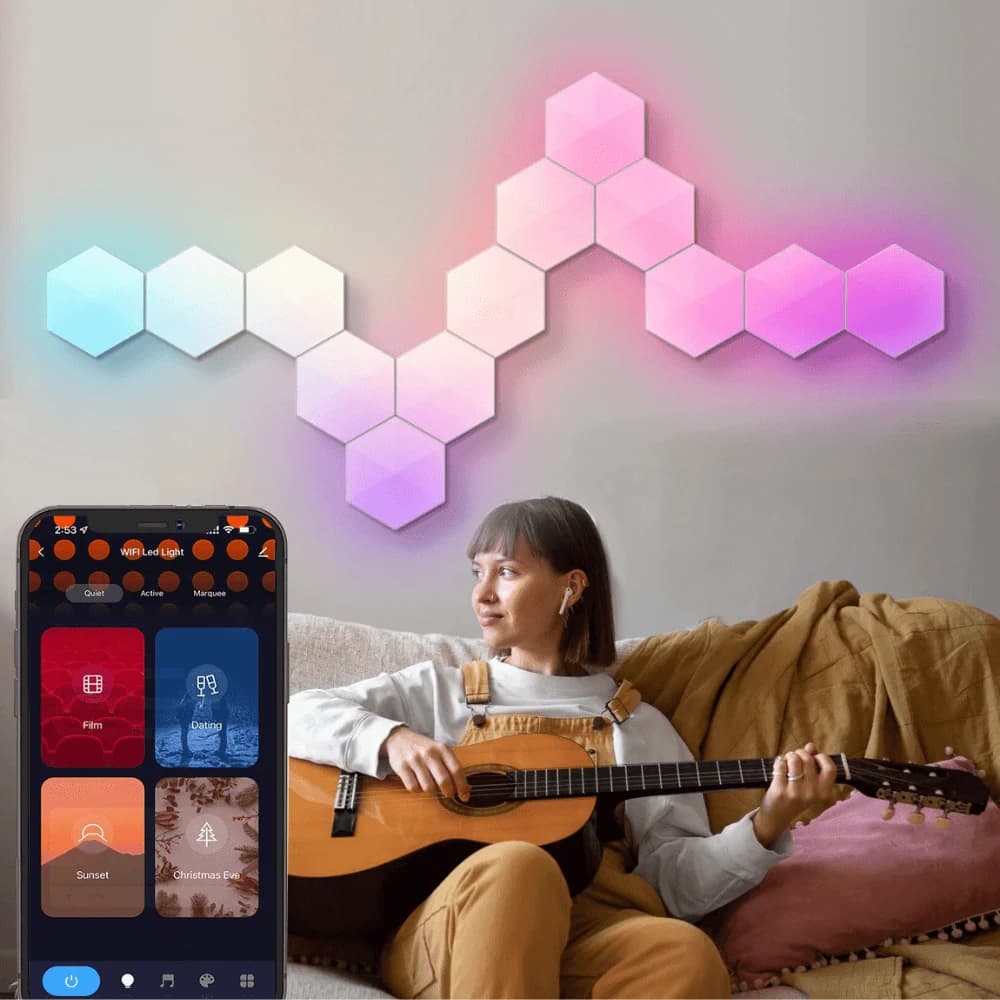 Hexagonal RGBIC Light Panel with App and Remote Control