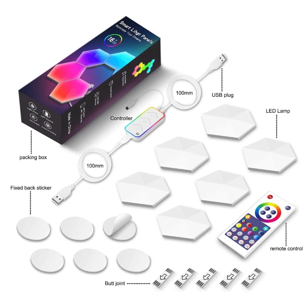 Hexagonal RGBIC Light Panel with App and Remote Control