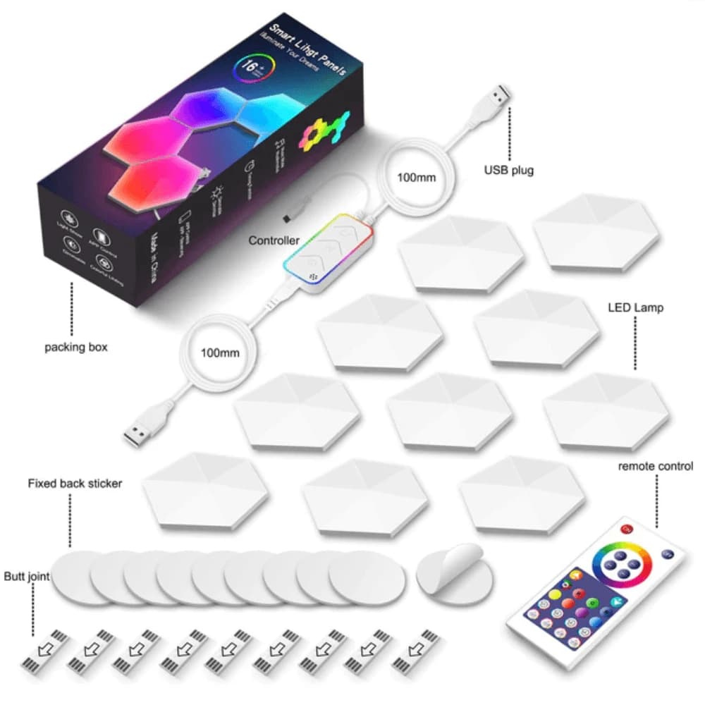 Hexagonal RGBIC Light Panel with App and Remote Control