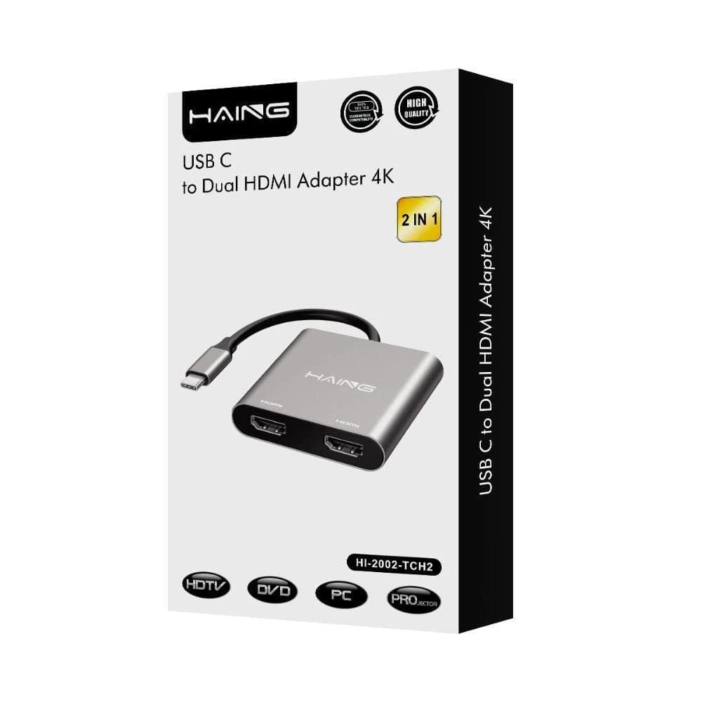 Haing USB-C to Dual HDMI Adapter 4K