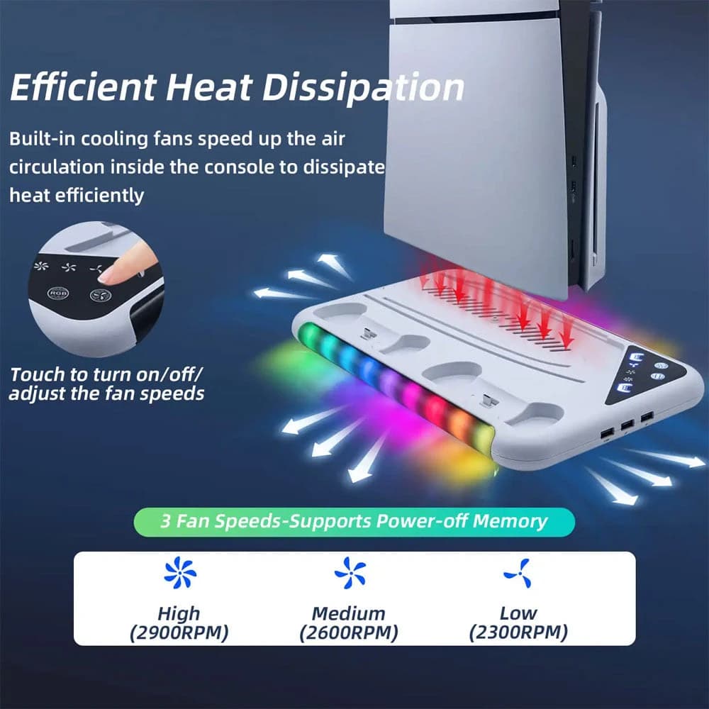 Dobe TP5-3557 Multifunctional Cooling Stand with Controller Charger and Headphone Hook