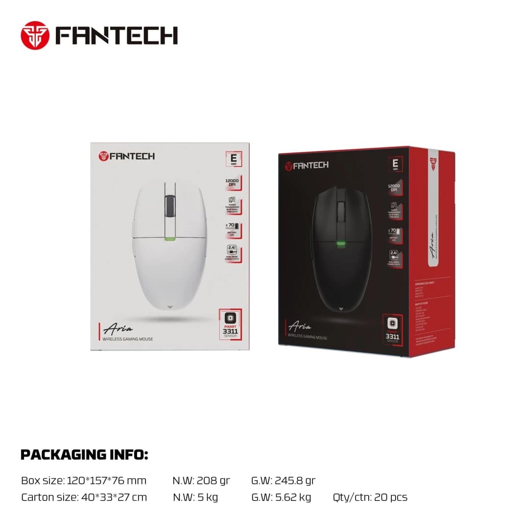 Fantech Aria XD7e Wireless Gaming Mouse - White