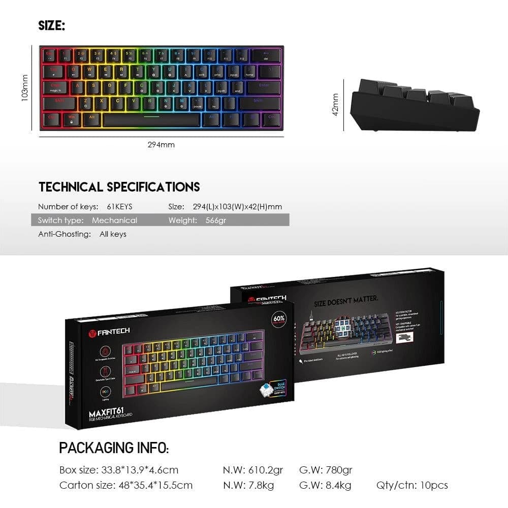 Fantech Maxfit61 Mk857 RGB Mechanical Keyboard