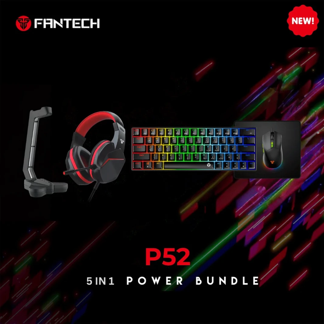 FANTECH P52 keyboard & mouse &  headset & mouse pad & headset stand Power Bundle Gaming