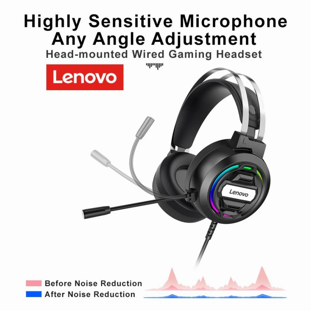 Lenovo H401 Wired Gaming RGB Headset with MIC for Laptop PC