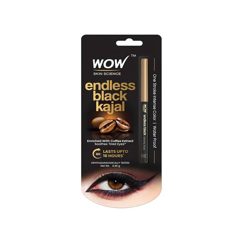 قلم كحل طبيعي أسود من WOW Skin Science Endless | مقاوم للماء والتلطخ | كحل يدوم طويلاً حتى 16 ساعة | خالٍ من البارابين والزيوت المعدنية